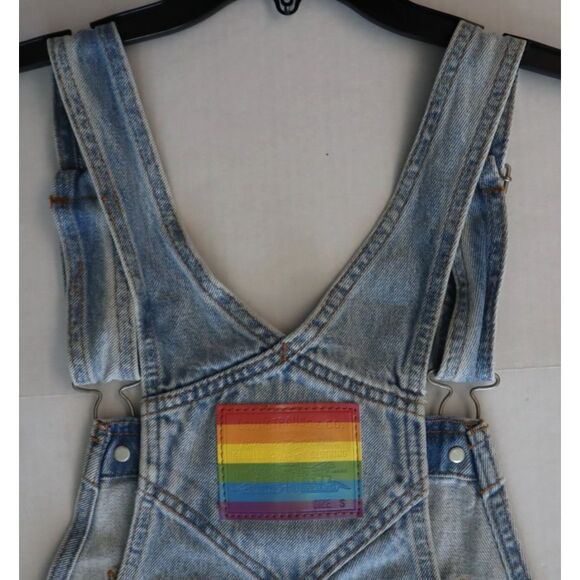 Levi's A00530000 Unisex Sz S Blue Pride Liberation Denim Short Overalls - Picture 8 of 14